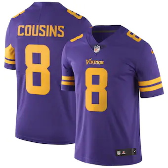 mens nike kirk cousins purple minnesota vikings color rush 